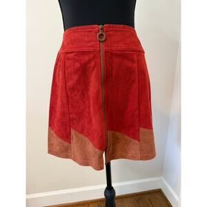 By Together Orange Colorblock Suede Mini A Line Skirt